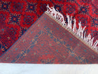 7x10 Sitara Naksha Rug – Handmade Afghan Wool Carpet with Traditional Geometric Patterns in Rich Red & Blue – Living Room Rug 6.6x9.8 ft