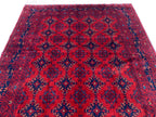 7x10 Sitara Naksha Rug – Handmade Afghan Wool Carpet with Traditional Geometric Patterns in Rich Red & Blue – Living Room Rug 6.6x9.8 ft