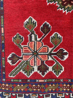 4x6 Vintage Herati Rug – Handmade Wool Carpet with Intricate Floral Patterns in Red, Green, and Blue – Living Room Rug, Hallway Rug 4.3x6.4