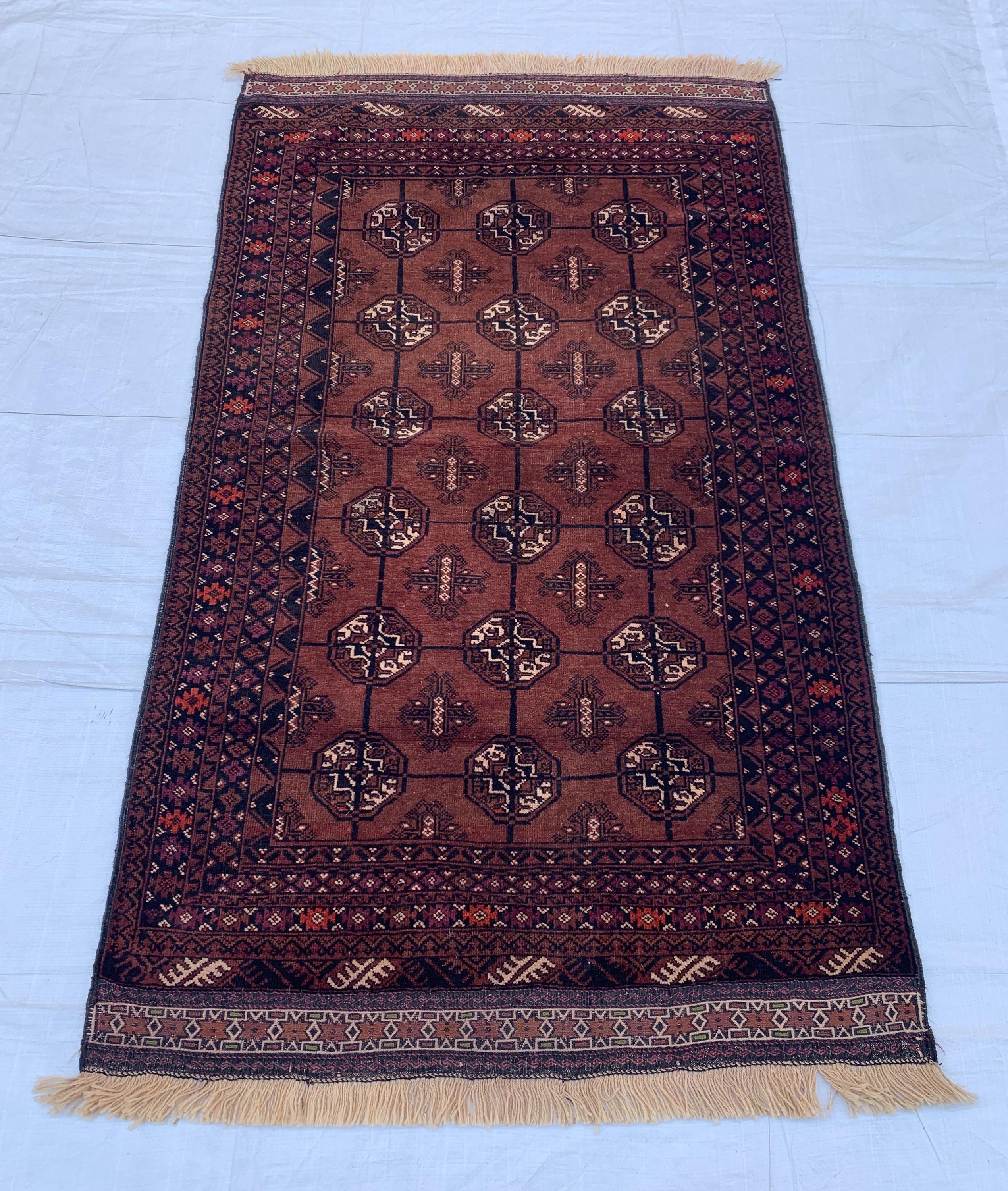 Vintage Mawrai Gul Rug 3.2x5.4 ft – Timeless Handwoven Tribal Design, Traditional Persian-Inspired Pattern, Authentic Wool Carpet for Boho