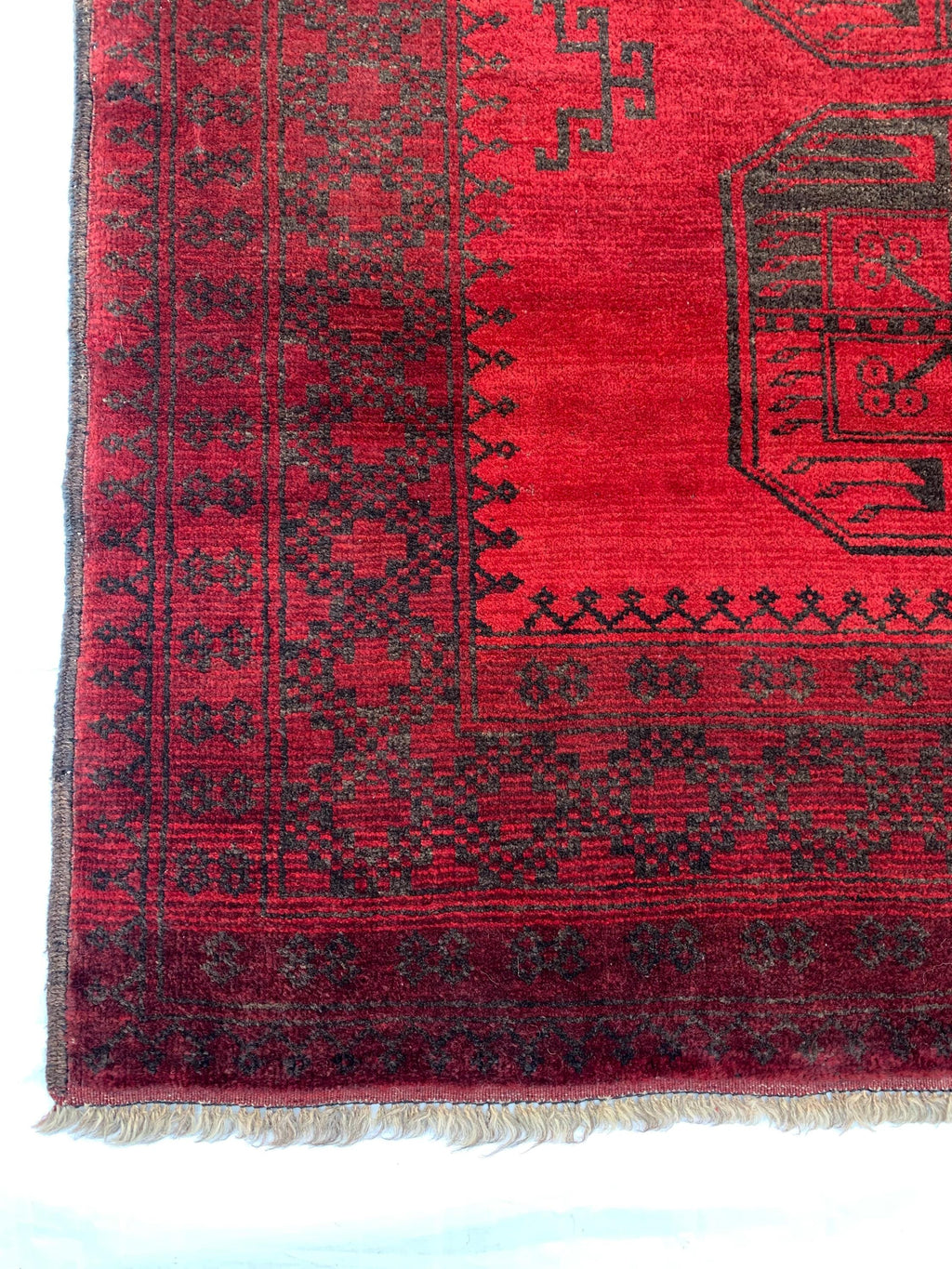 4x6 Collectible Rug Vintage Afghan Elephant Foot Rug | Hand-Knotted Wool Tribal Carpet | Red & Black, Rare Rug. Hallway Rug, 120x186cm