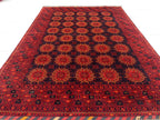 5x8 Patnus Gul Rug – Handmade Afghan Wool Carpet with Traditional Geometric Patterns in Red & Black – Living Room Rug, Bedroom Rug 165x238