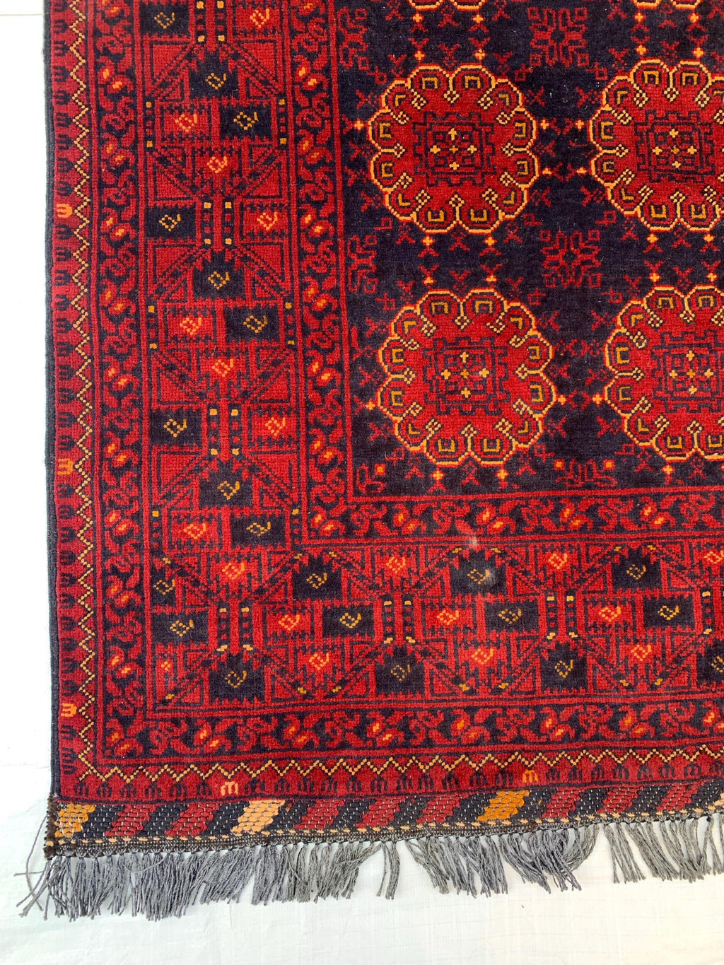 5x8 Patnus Gul Rug – Handmade Afghan Wool Carpet with Traditional Geometric Patterns in Red & Black – Living Room Rug, Bedroom Rug 165x238