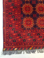 5x8 Patnus Gul Rug – Handmade Afghan Wool Carpet with Traditional Geometric Patterns in Red & Black – Living Room Rug, Bedroom Rug 165x238
