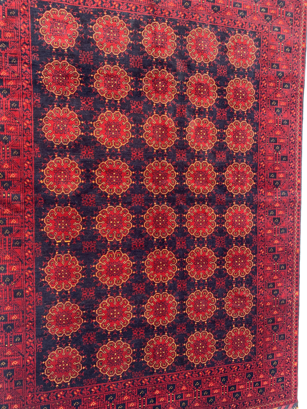 5x8 Patnus Gul Rug – Handmade Afghan Wool Carpet with Traditional Geometric Patterns in Red & Black – Living Room Rug, Bedroom Rug 165x238