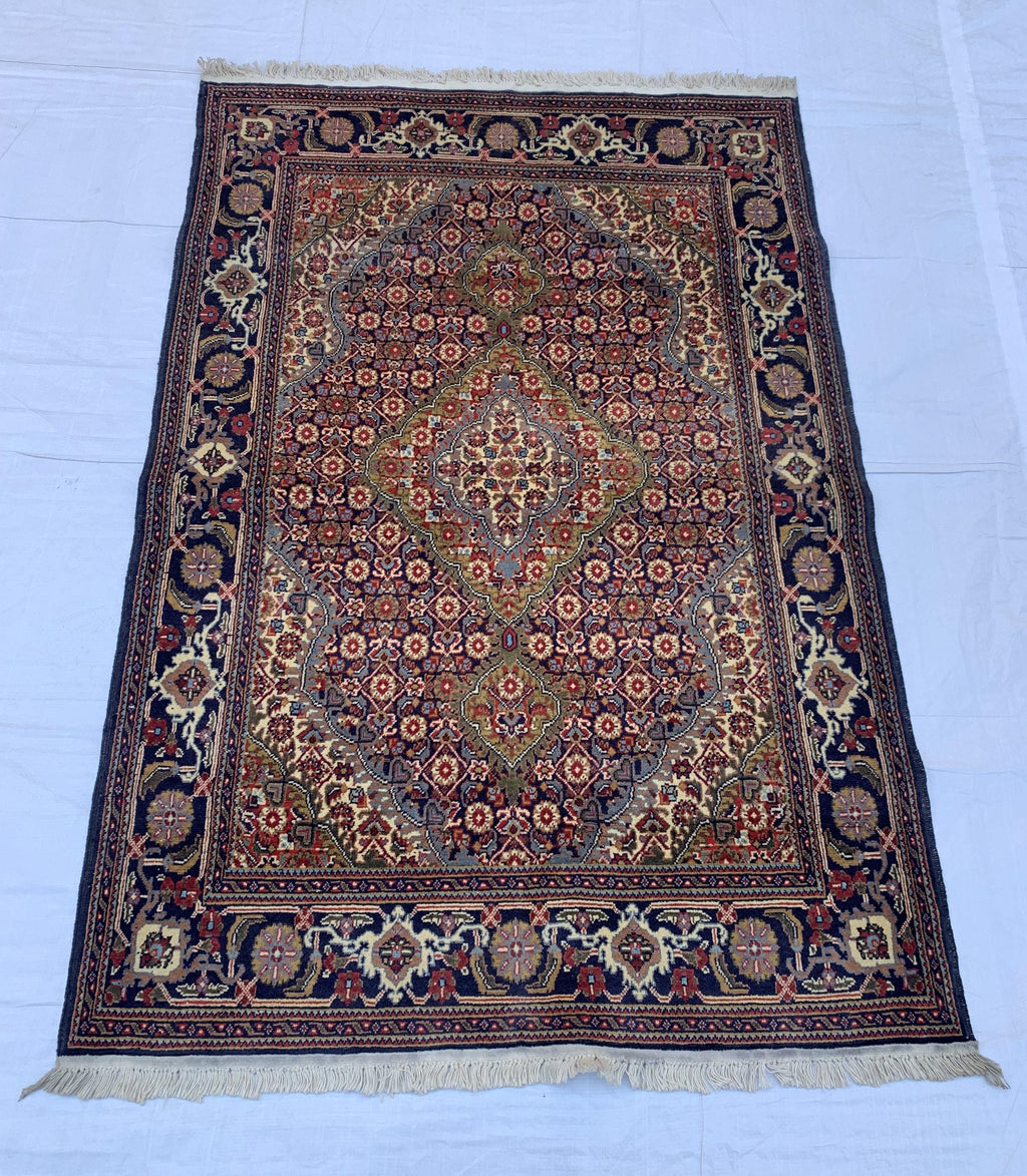 3x5 Tabriz Rug Hand-Knotted Wool Persian Afghan Carpet, Vibrant Multicolor Rug, Rug For Living Room, Bedroom Rug, Small Size Rug 4.11x3.4 ft
