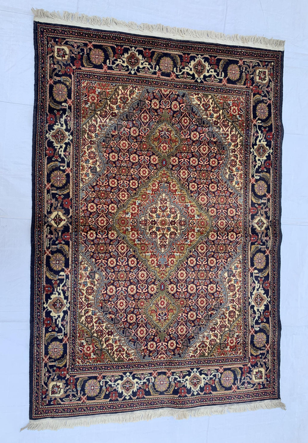 3x5 Tabriz Rug Hand-Knotted Wool Persian Afghan Carpet, Vibrant Multicolor Rug, Rug For Living Room, Bedroom Rug, Small Size Rug 4.11x3.4 ft