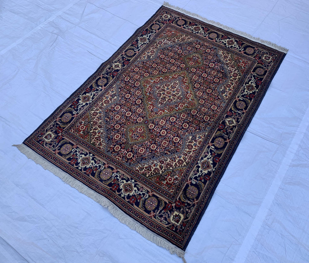 3x5 Tabriz Rug Hand-Knotted Wool Persian Afghan Carpet, Vibrant Multicolor Rug, Rug For Living Room, Bedroom Rug, Small Size Rug 4.11x3.4 ft
