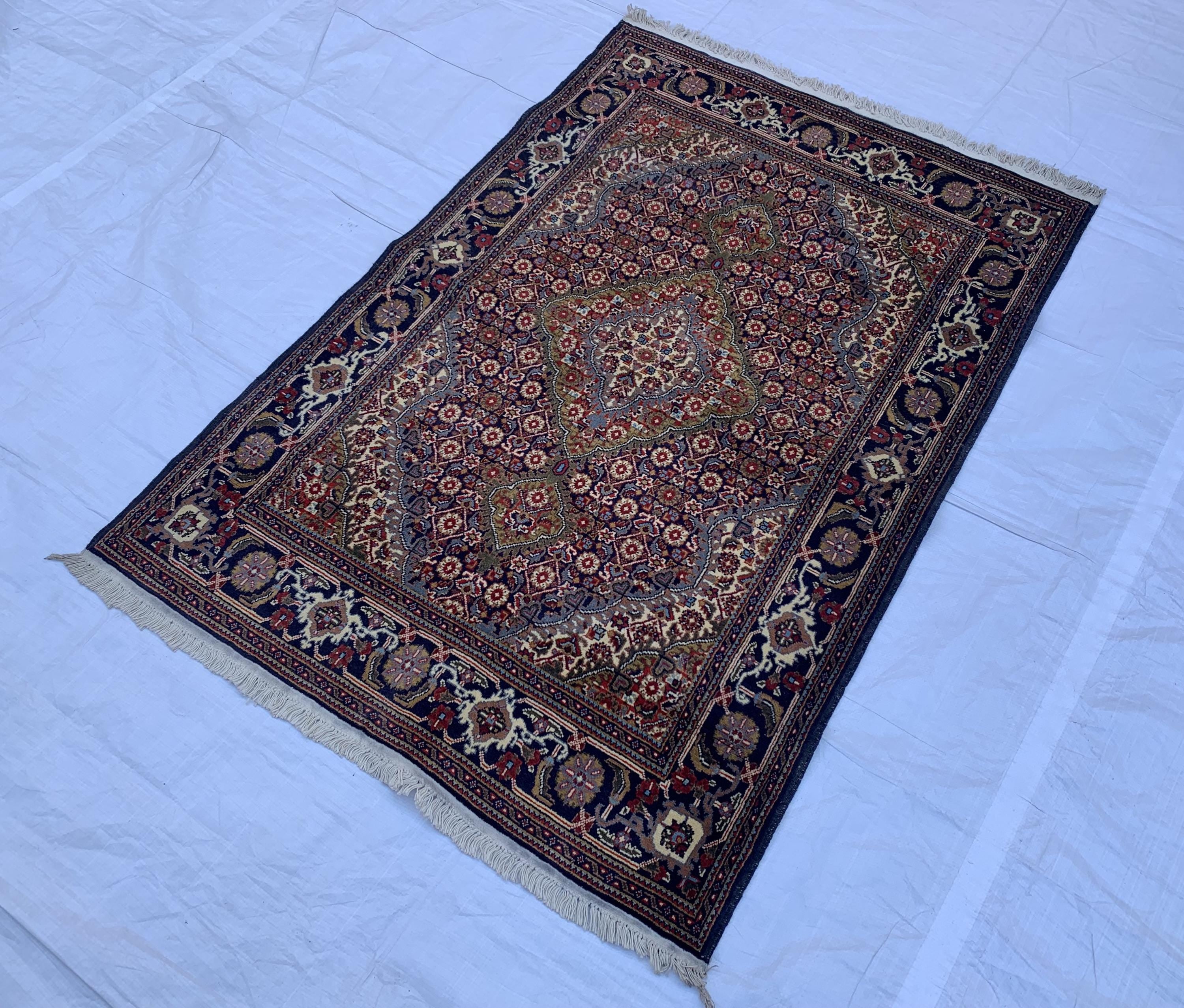 3x5 Tabriz Rug Hand-Knotted Wool Persian Afghan Carpet, Vibrant Multicolor Rug, Rug For Living Room, Bedroom Rug, Small Size Rug 4.11x3.4 ft