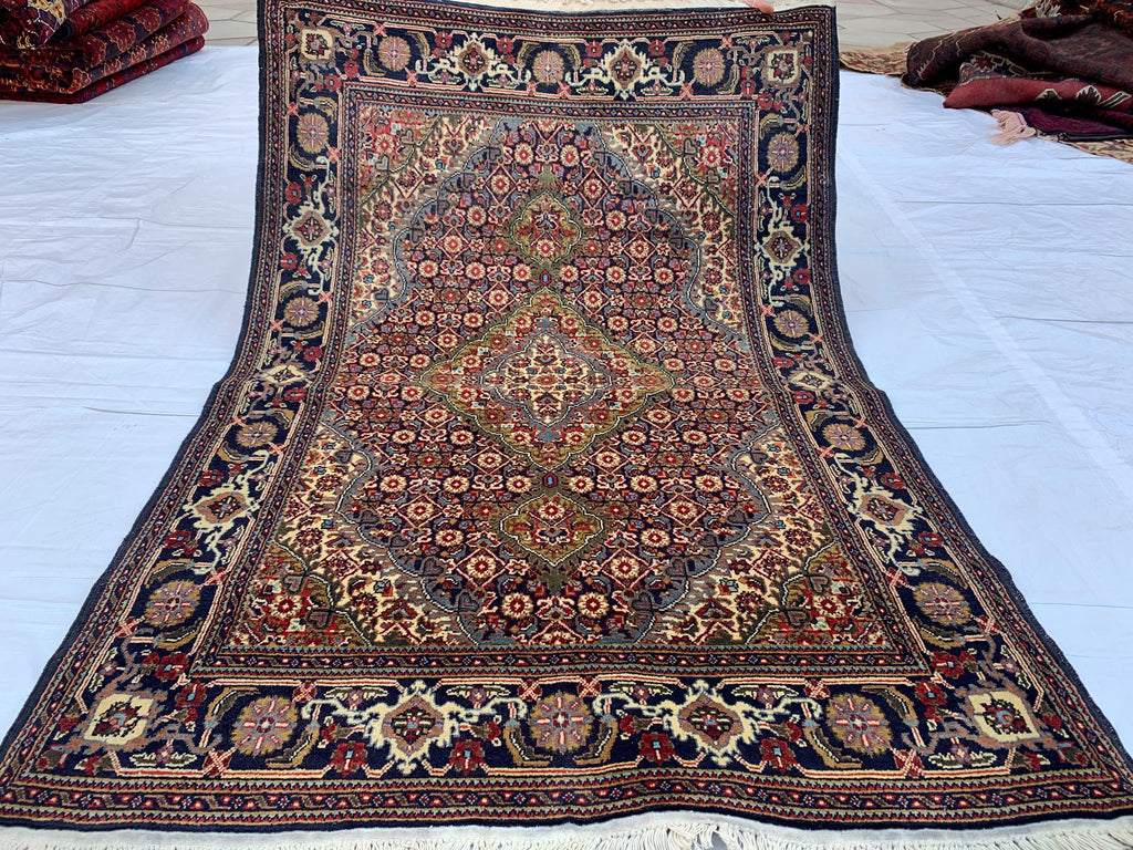 3x5 Tabriz Rug Hand-Knotted Wool Persian Afghan Carpet, Vibrant Multicolor Rug, Rug For Living Room, Bedroom Rug, Small Size Rug 4.11x3.4 ft
