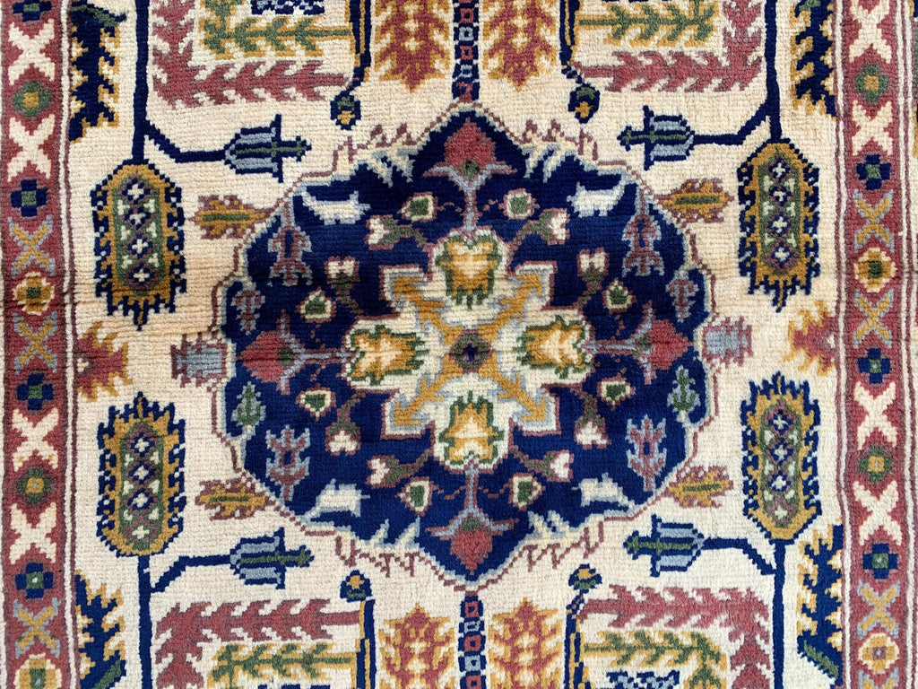 7x3 Handmade Afghan Gandum Naksha Runner Rug Wool Hallway Rug | Boho Tribal Carpet | Oriental Long Runner | Rustic Home Decor 7.1x2.7 ft