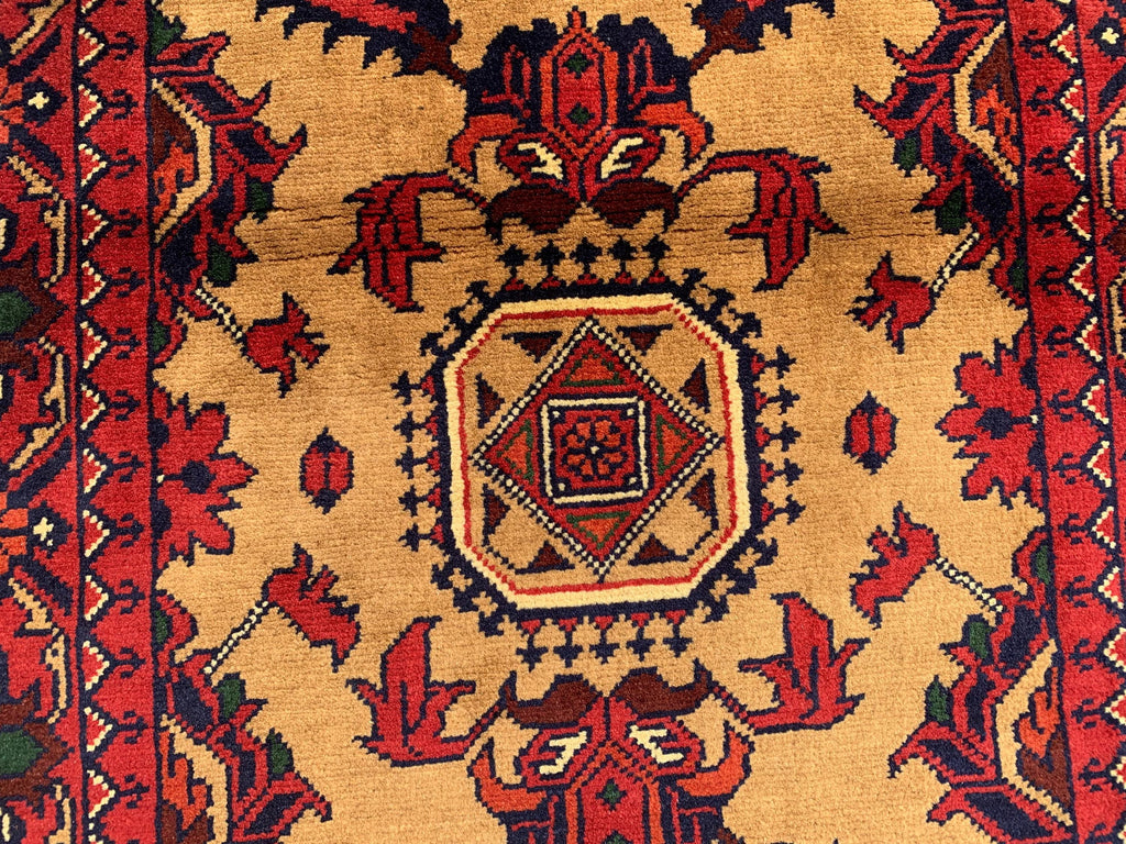 7x3 Handmade Afghan Gul Naksha Runner Rug | Wool Hallway Rug | Boho Tribal Carpet | Oriental Long Runner | Rustic Home Decor 6.6x2.8 ft