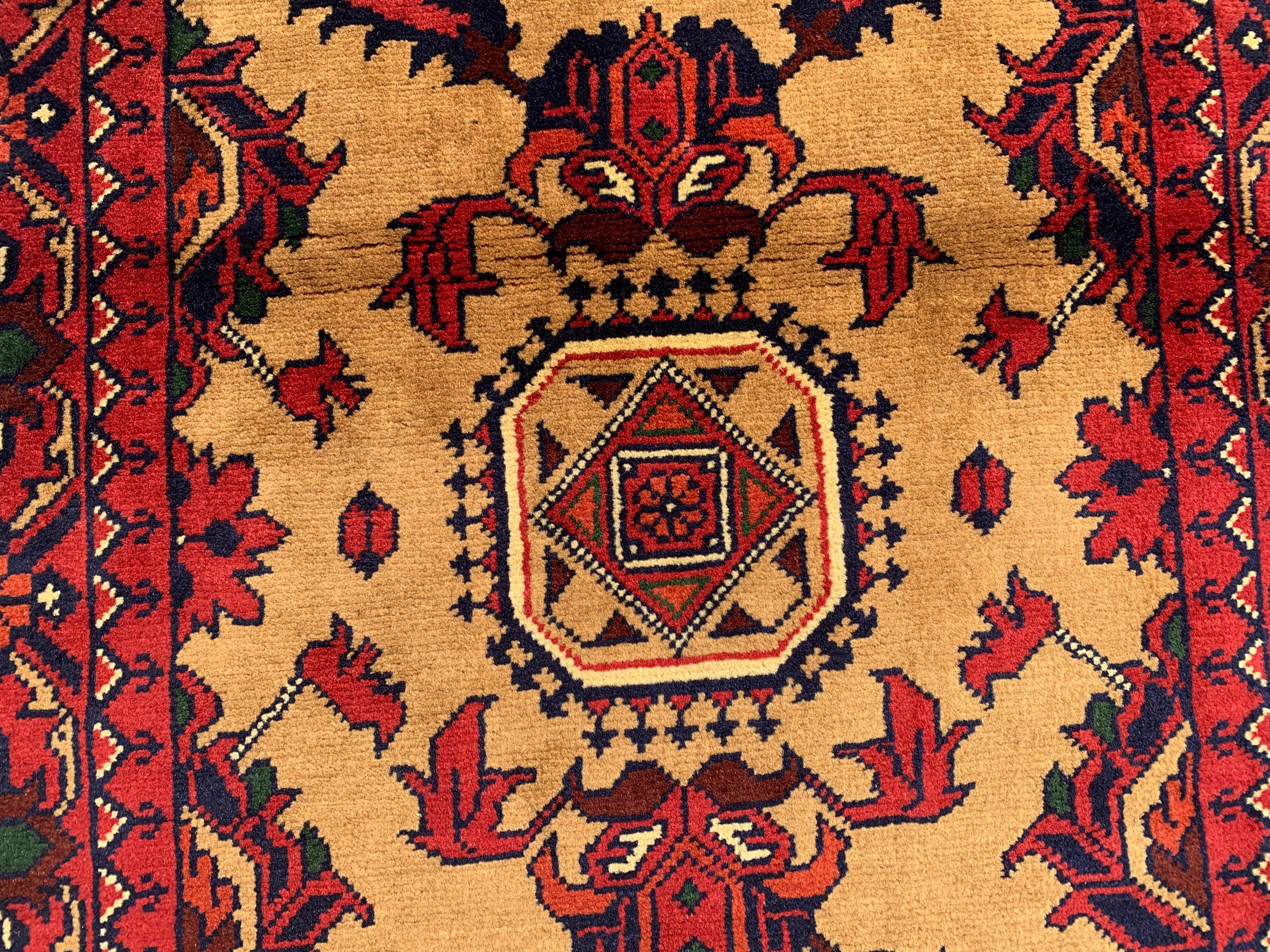 7x3 Handmade Afghan Gul Naksha Runner Rug | Wool Hallway Rug | Boho Tribal Carpet | Oriental Long Runner | Rustic Home Decor 6.6x2.8 ft