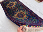 7x3 Handmade Afghan Navy Blue Sitara Naksha Runner | Wool Tribal Hallway Rug | Oriental Runner | Boho Home Decor Carpet 6.7x2.8 ft