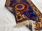 5x3 Handmade Afghan Navy Blue Beljik Sitara Naksha Runner | Wool Tribal Hallway Rug | Oriental Runner | Boho Home Decor Carpet 4.9x3.4 ft