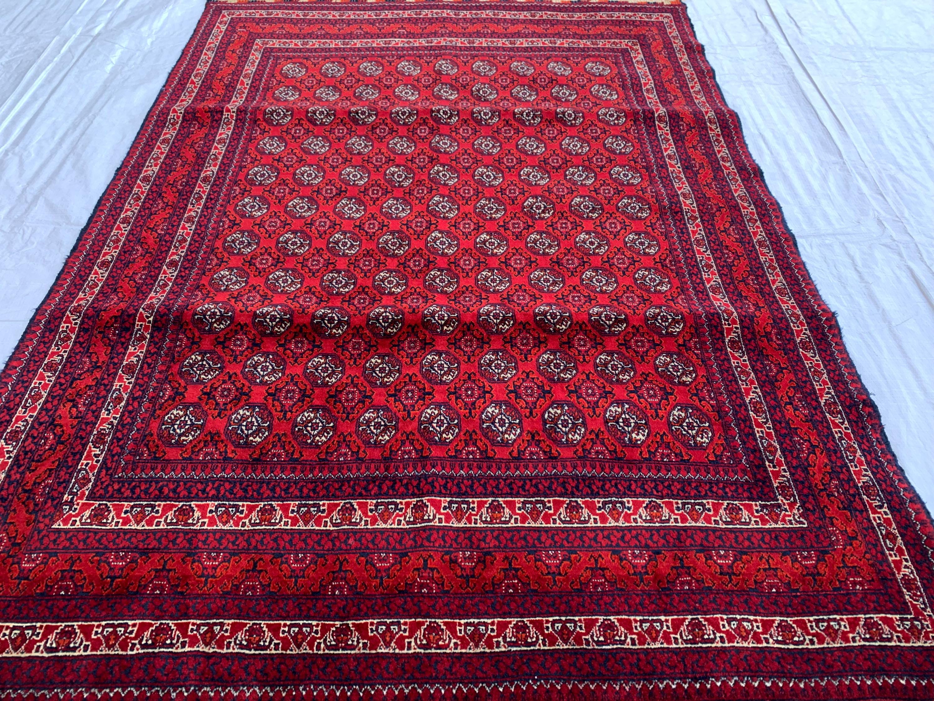 5x3 Handmade Small Red Beljik Khwaja Roshnai Rug | Afghan Tribal Carpet | Red Handwoven Oriental Rug | Boho Decorative Rug, 4.6x3.3 ft