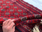 5x3 Handmade Small Red Beljik Khwaja Roshnai Rug | Afghan Tribal Carpet | Red Handwoven Oriental Rug | Boho Decorative Rug, 4.6x3.3 ft