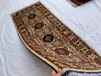 7x3 Handmade Afghan Gandum Naksha Runner Rug | Wool Hallway Rug | Boho Tribal Carpet | Oriental Medium Runner | Rustic Home Decor 6.9x3.2 ft