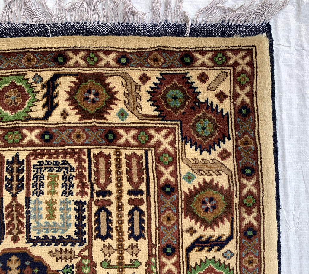 7x3 Handmade Afghan Gandum Naksha Runner Rug | Wool Hallway Rug | Boho Tribal Carpet | Oriental Medium Runner | Rustic Home Decor 6.9x3.2 ft