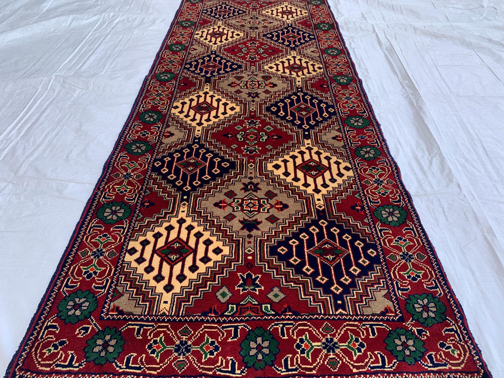 8x3 Handmade Afghan Yousafi Rose Gold Runner Rug | Wool Hallway Rug | Boho Tribal Carpet Oriental Long Runner | Rustic Home Decor 7.7x2.8 ft