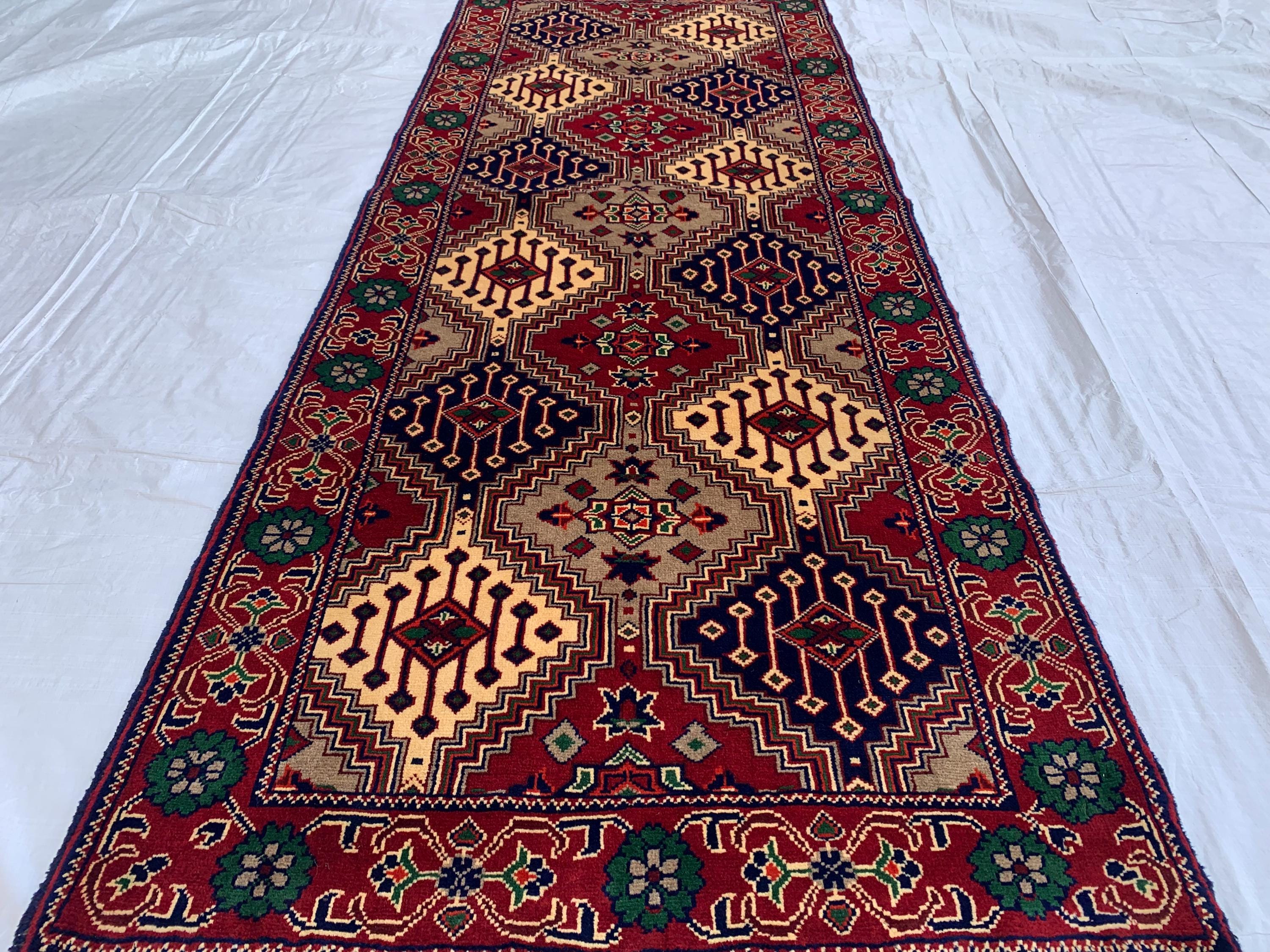 8x3 Handmade Afghan Yousafi Rose Gold Runner Rug | Wool Hallway Rug | Boho Tribal Carpet Oriental Long Runner | Rustic Home Decor 7.7x2.8 ft