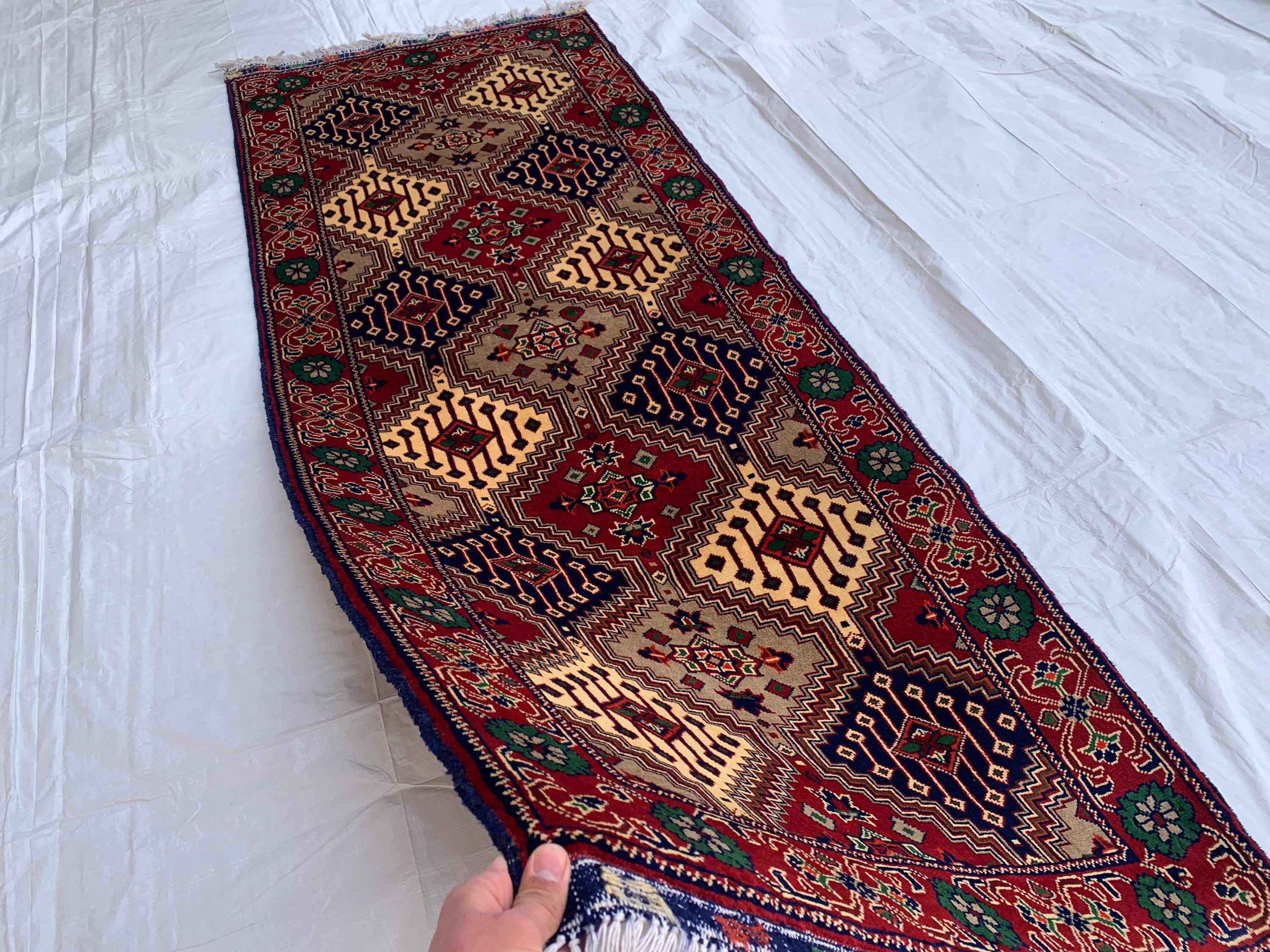 8x3 Handmade Afghan Yousafi Rose Gold Runner Rug | Wool Hallway Rug | Boho Tribal Carpet Oriental Long Runner | Rustic Home Decor 7.7x2.8 ft