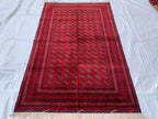 6x4 Handmade Medium Size Red Beljik Khwaja Roshnai Rug | Afghan Tribal Carpet | Red Handwoven Oriental Rug | Boho Decorative Rug, 6.4x4.1 ft