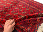 6x4 Handmade Medium Size Red Beljik Khwaja Roshnai Rug | Afghan Tribal Carpet | Red Handwoven Oriental Rug | Boho Decorative Rug, 6.4x4.1 ft