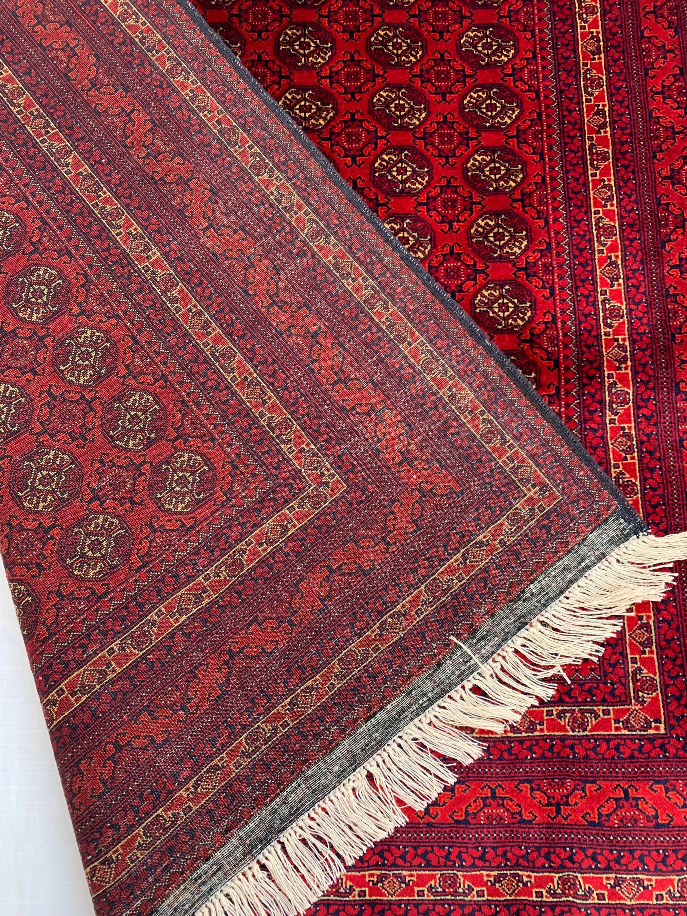 6x4 Handmade Medium Size Red Beljik Khwaja Roshnai Rug | Afghan Tribal Carpet | Red Handwoven Oriental Rug | Boho Decorative Rug, 6.4x4.1 ft