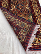 7x3 Handmade Afghan Kashi Runner Rug | Vintage Wool Hallway Rug | Boho Tribal Carpet | Oriental Long Runner | Rustic Home Decor 6.6x3.0 ft