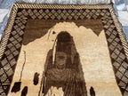 Bamyan Buddha Statue Design 4.3x2.7 ft Handmade Afghan Rug - Unique Vintage Wool Carpet, Wall Hanging Rug, Collectible item