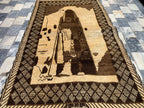 Bamyan Buddha Statue Design 4.3x2.7 ft Handmade Afghan Rug - Unique Vintage Wool Carpet, Wall Hanging Rug, Collectible item