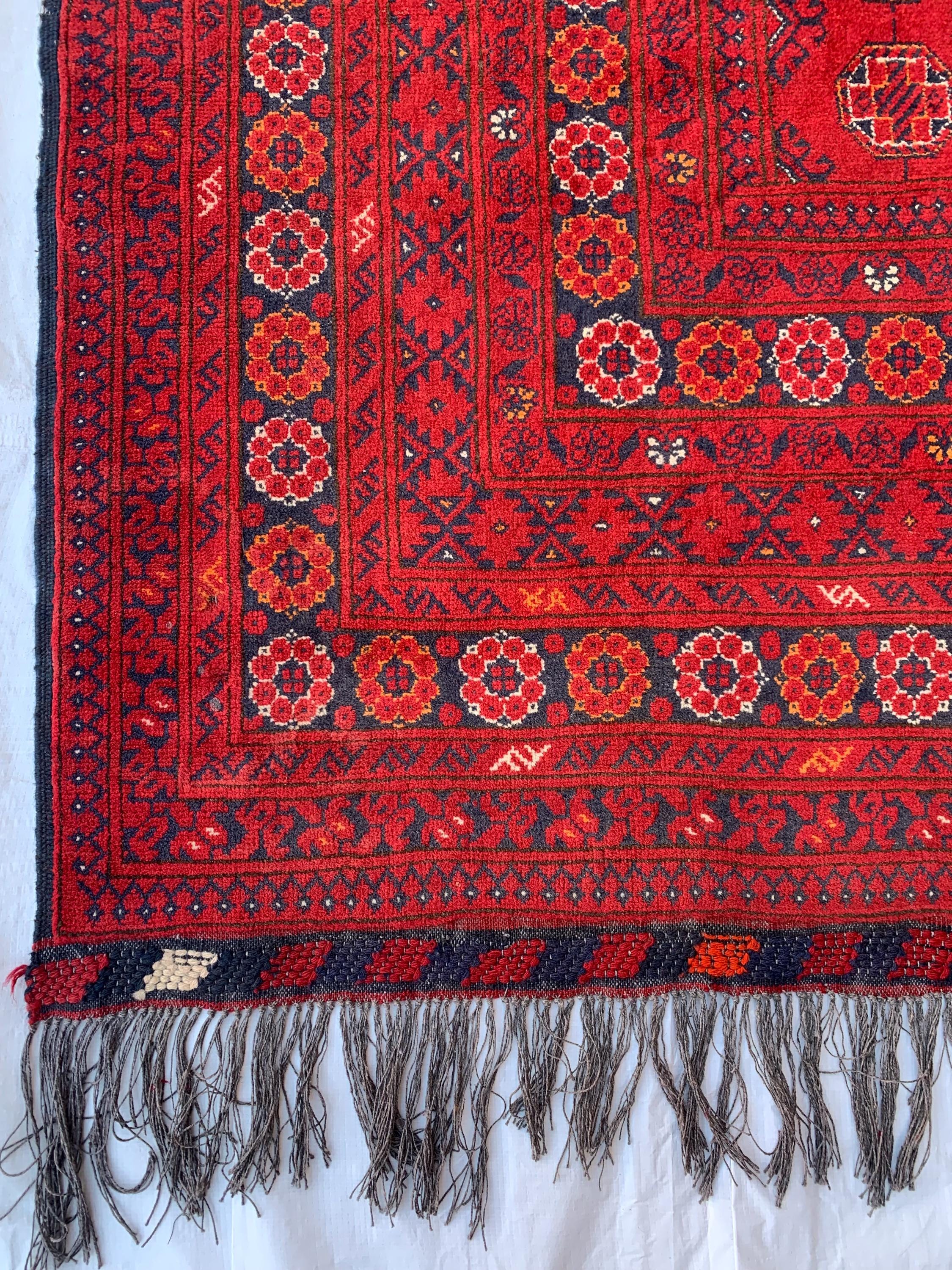 Collectible Rug, 80-Year-Old Tribal Waziri Vintage Rug Handwoven Afghan Carpet 9.6x6.5 ft, Authentic Traditional Design, Red Area Rug, 7x10