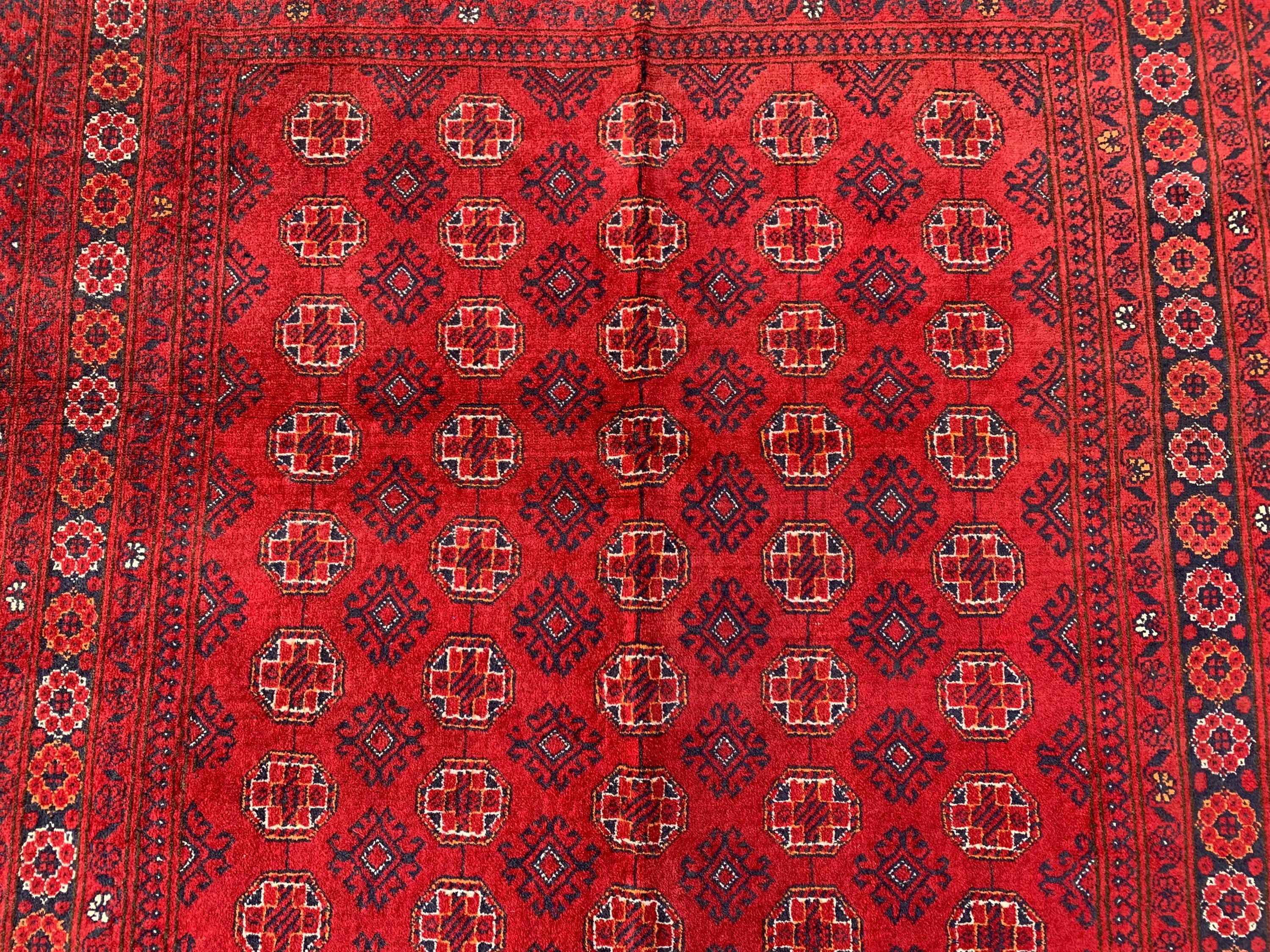Collectible Rug, 80-Year-Old Tribal Waziri Vintage Rug Handwoven Afghan Carpet 9.6x6.5 ft, Authentic Traditional Design, Red Area Rug, 7x10