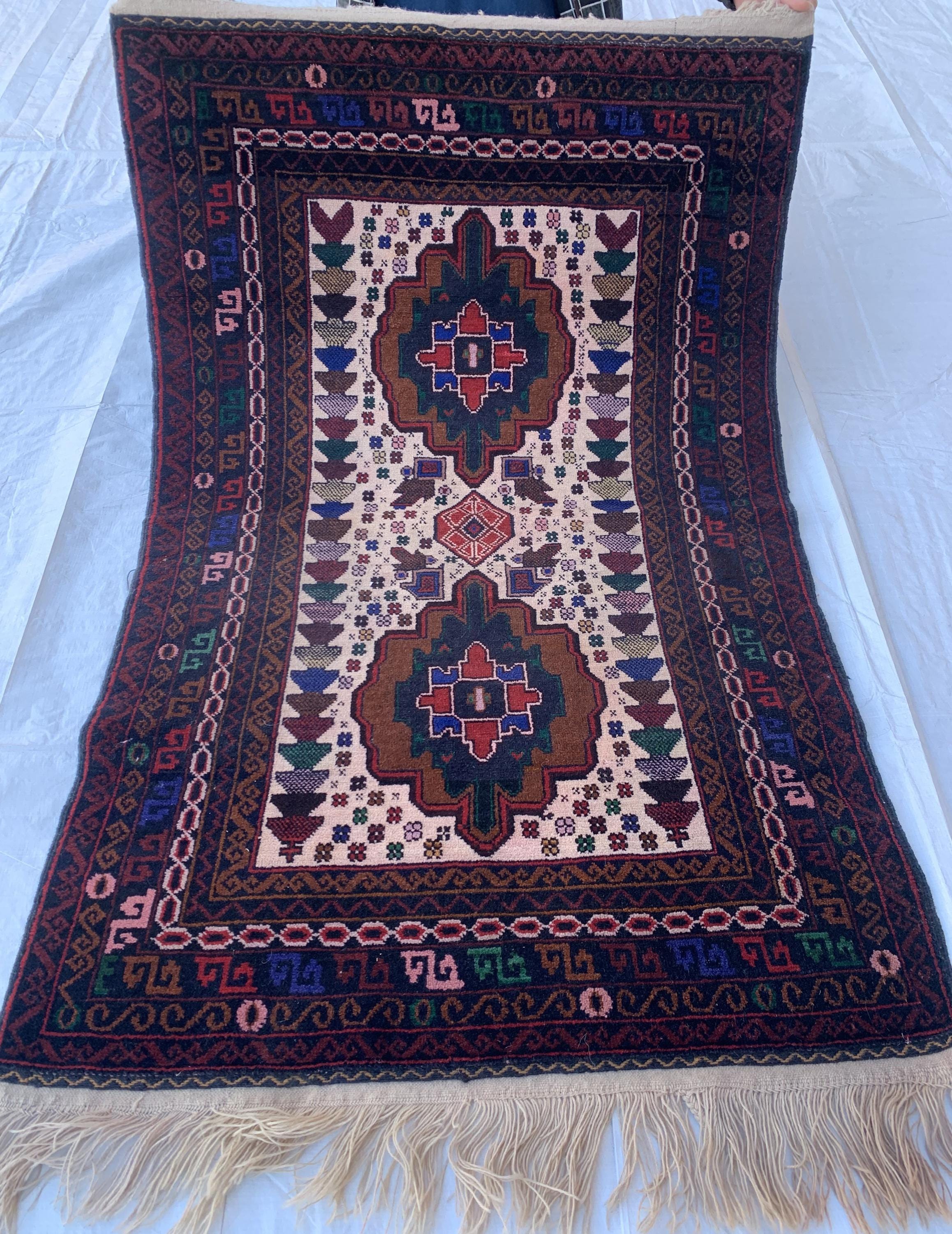 4x3 Baluchi Vintage Small Size Rug 4.4x2.8 ft – Handwoven, Authentic, Traditional Persian, Boho Chic, Home Décor, Handmade Rug