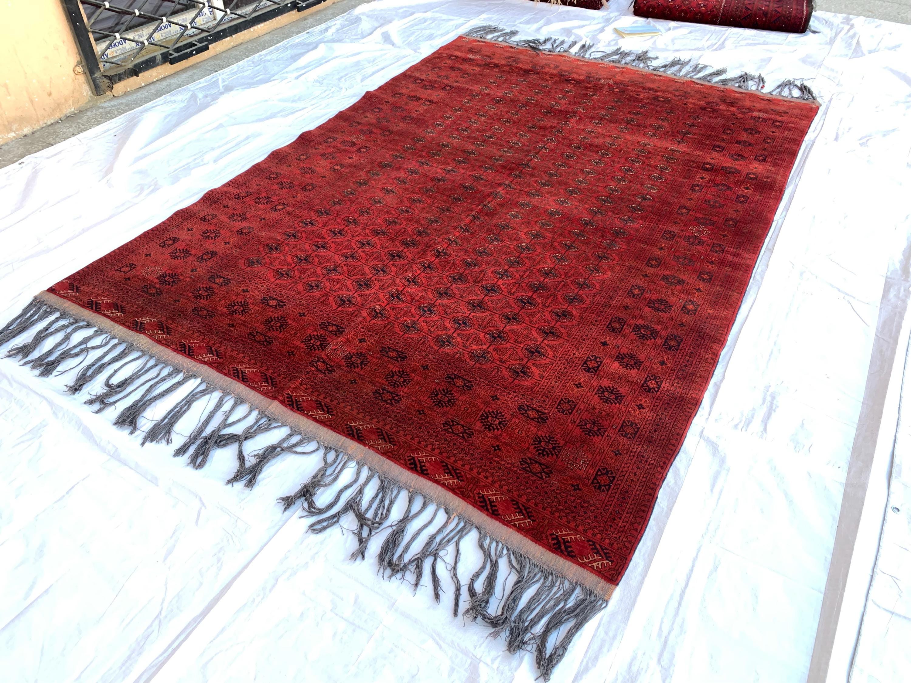 Antique Shak-e-Faryab Rug 9.5x6.6 ft - Handmade Afghan Wool Carpet, Vintage Oriental Area Rug, Bohemian Tribal Decor, Collectible Rare Item