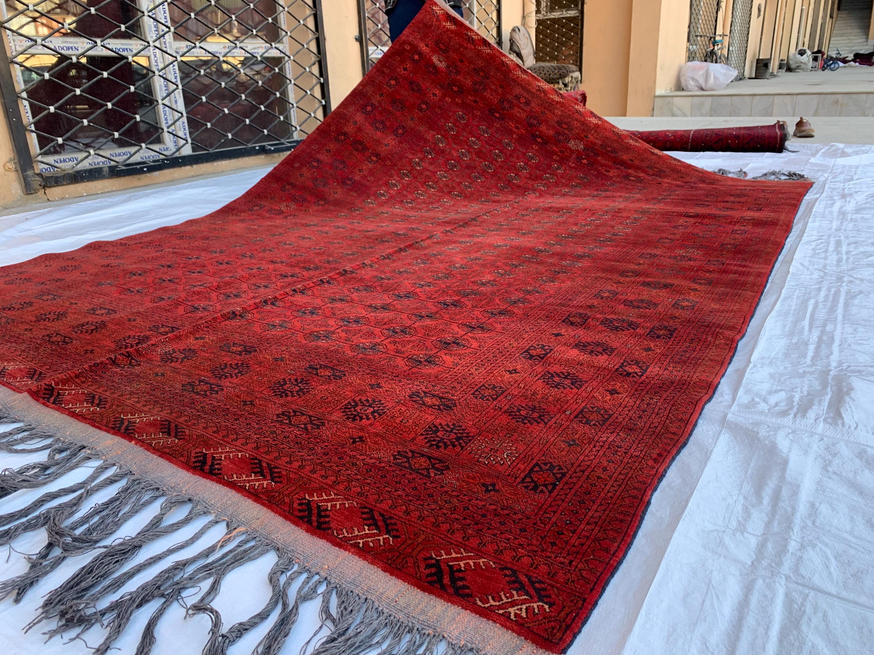 Antique Shak-e-Faryab Rug 9.5x6.6 ft - Handmade Afghan Wool Carpet, Vintage Oriental Area Rug, Bohemian Tribal Decor, Collectible Rare Item