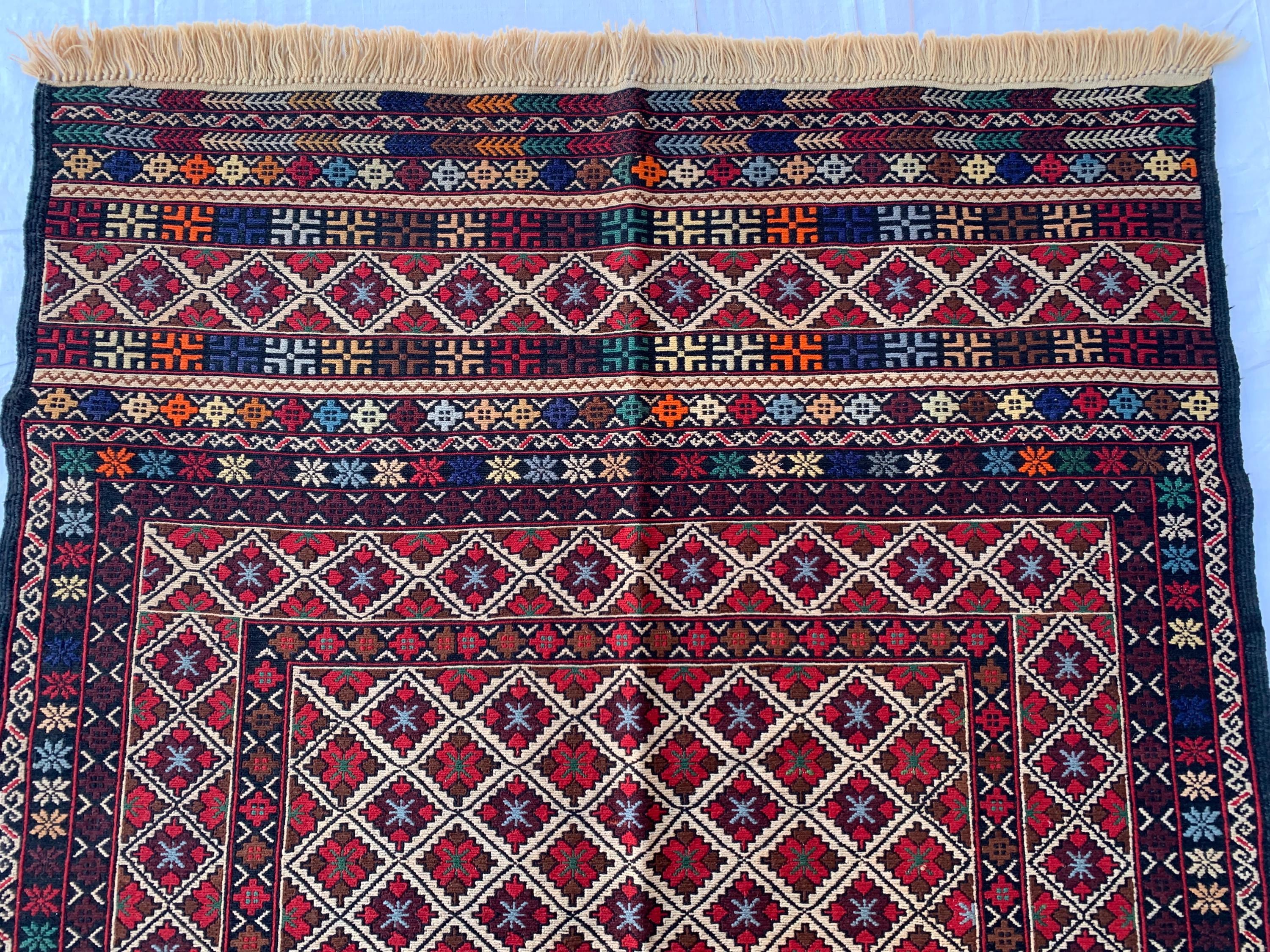 6x4 Vintage Maliki Kilim, Handmade Afghan Wool Rug, Tribal Bohemian Flatweave Carpet, Ethnic Oriental Decor, Collectible Antique 6.2x3.8 ft