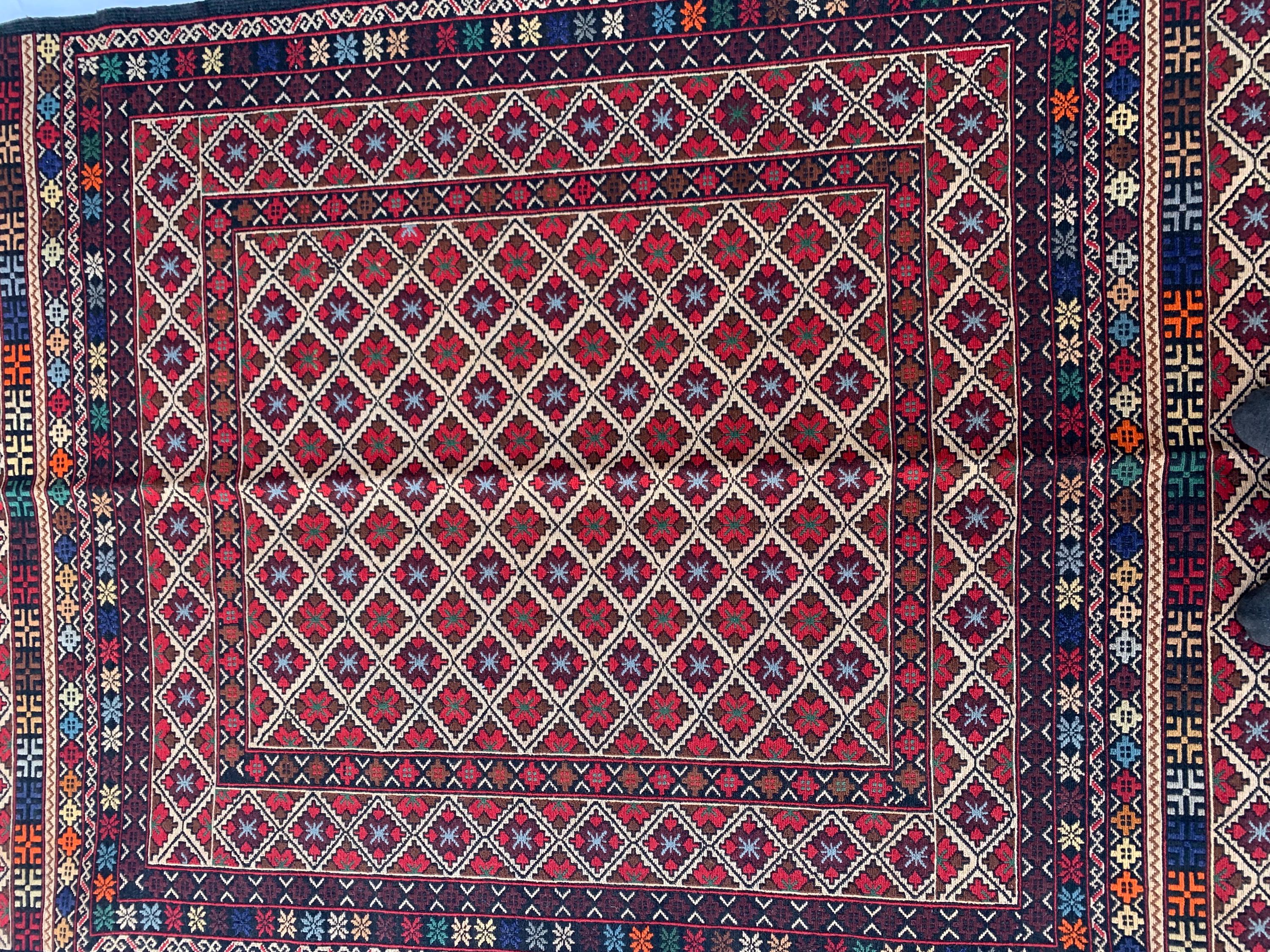 6x4 Vintage Maliki Kilim, Handmade Afghan Wool Rug, Tribal Bohemian Flatweave Carpet, Ethnic Oriental Decor, Collectible Antique 6.2x3.8 ft
