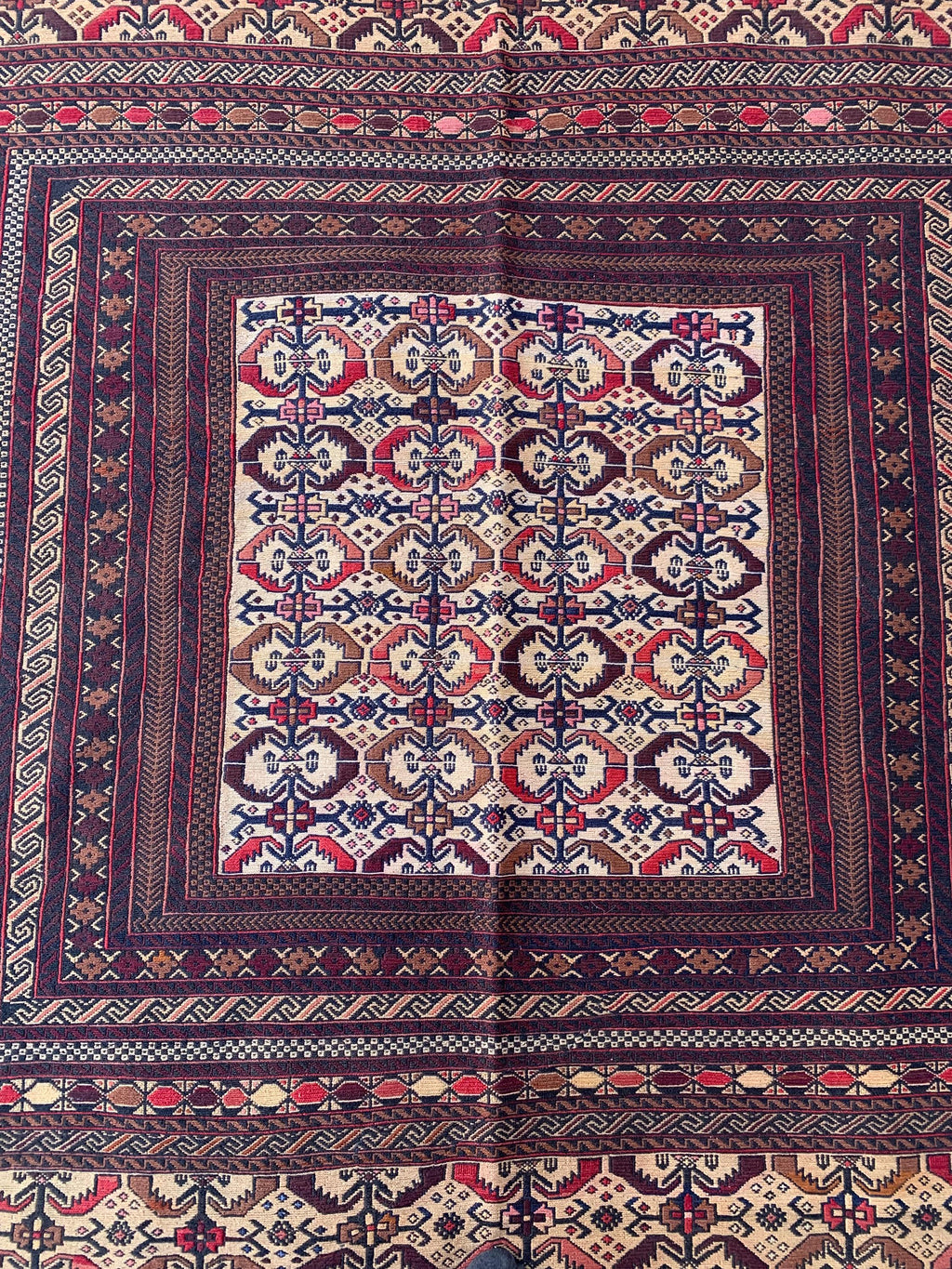 8x6 Vintage Maliki Kilim–Handmade Afghan Wool Rug, Tribal Multicolor Bohemian Flatweave Carpet, Ethnic Oriental Decor, Rare Item 7.8x6.3 ft