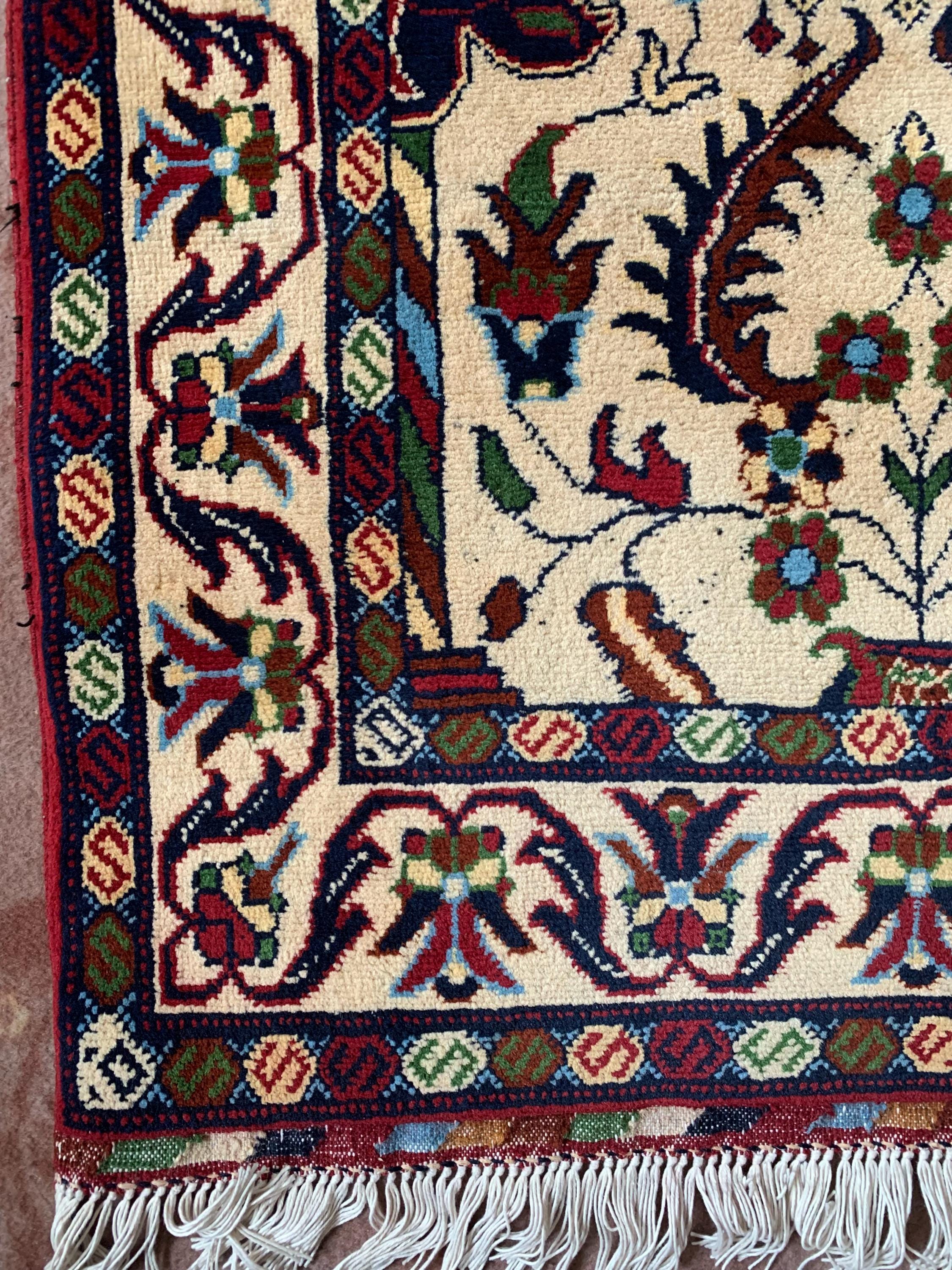 3x4 Hand-Knotted Prayer Mat – Islamic Rug for Salah, Wool Muslim Prayer Rug, Ramadan Gift, 4.1x2.8 ft, Wall Hanging Rug