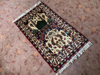3x4 Hand-Knotted Prayer Mat – Islamic Rug for Salah, Wool Muslim Prayer Rug, Ramadan Gift, 4.1x2.8 ft, Wall Hanging Rug