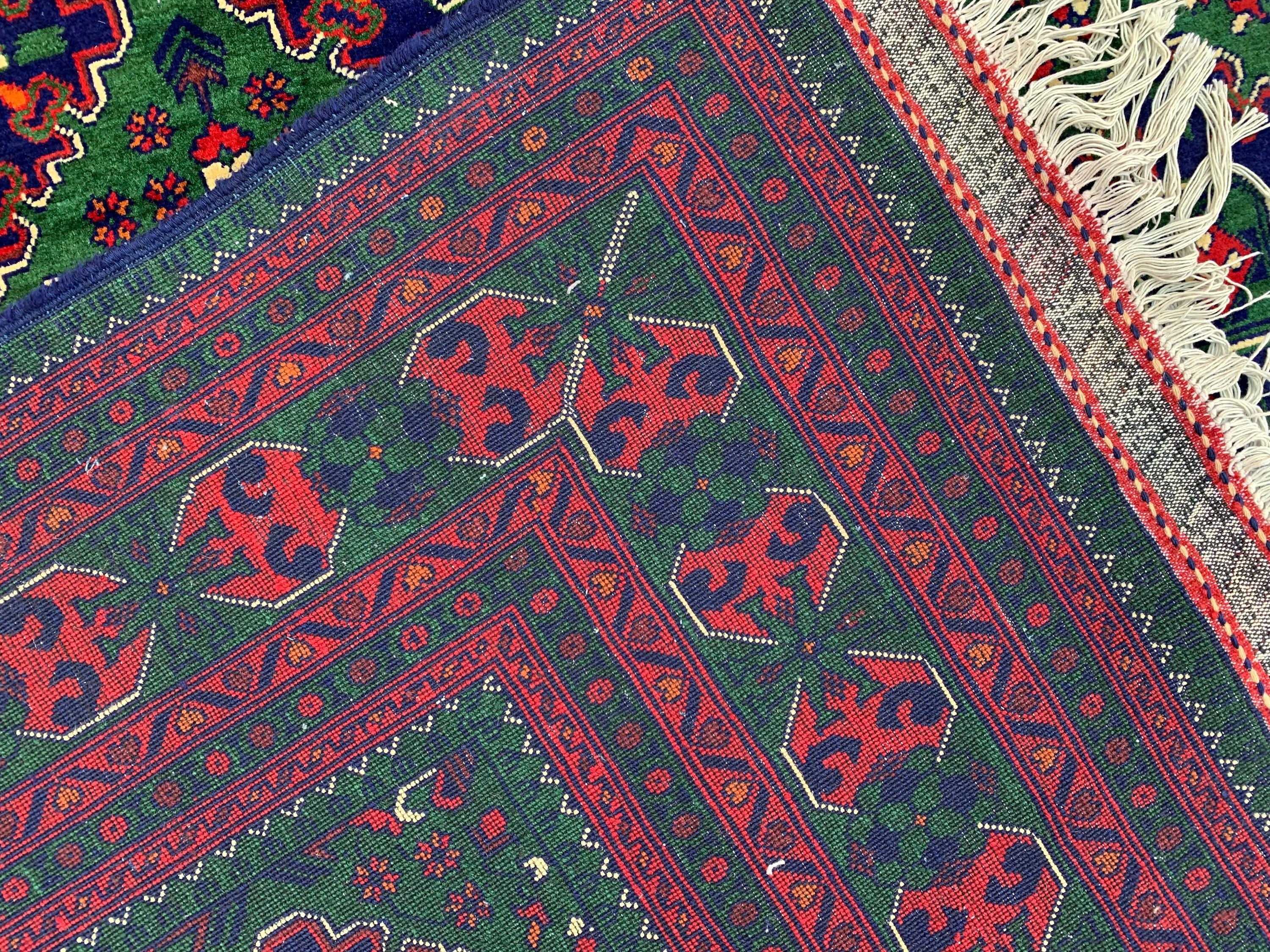 10x12 Hand-Knotted Deep Green, Red and Blue, Soft and Durable Afghan Wool Carpet, Tribal Oriental Area Rug, Rug For Living Room, 11.5x9.6