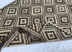 10x7 Handwoven Afghan Vintage Kilim Rug Geometric Tribal Wool Flatweave Carpet in Neutral Tones, Rugs For living Room, Farmhouse Rug 9.5x6.7