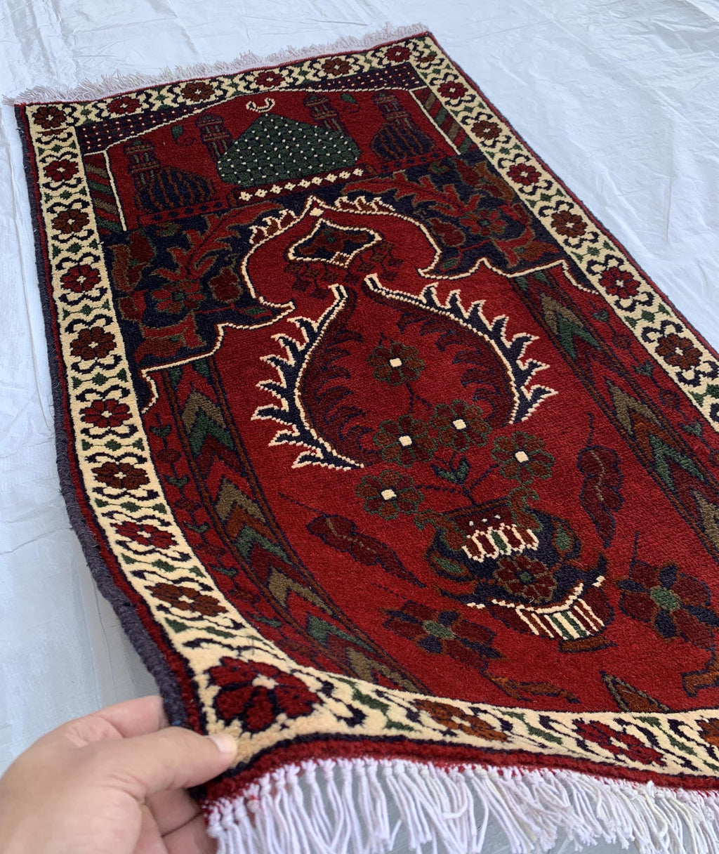 4x2 Handmade Prayer Mat | Islamic Rug | Muslim Prayer Rug | Soft & Luxurious Sajjadah | Turkish Style Janamaz | Islamic Gift 4.1x2.4 ft