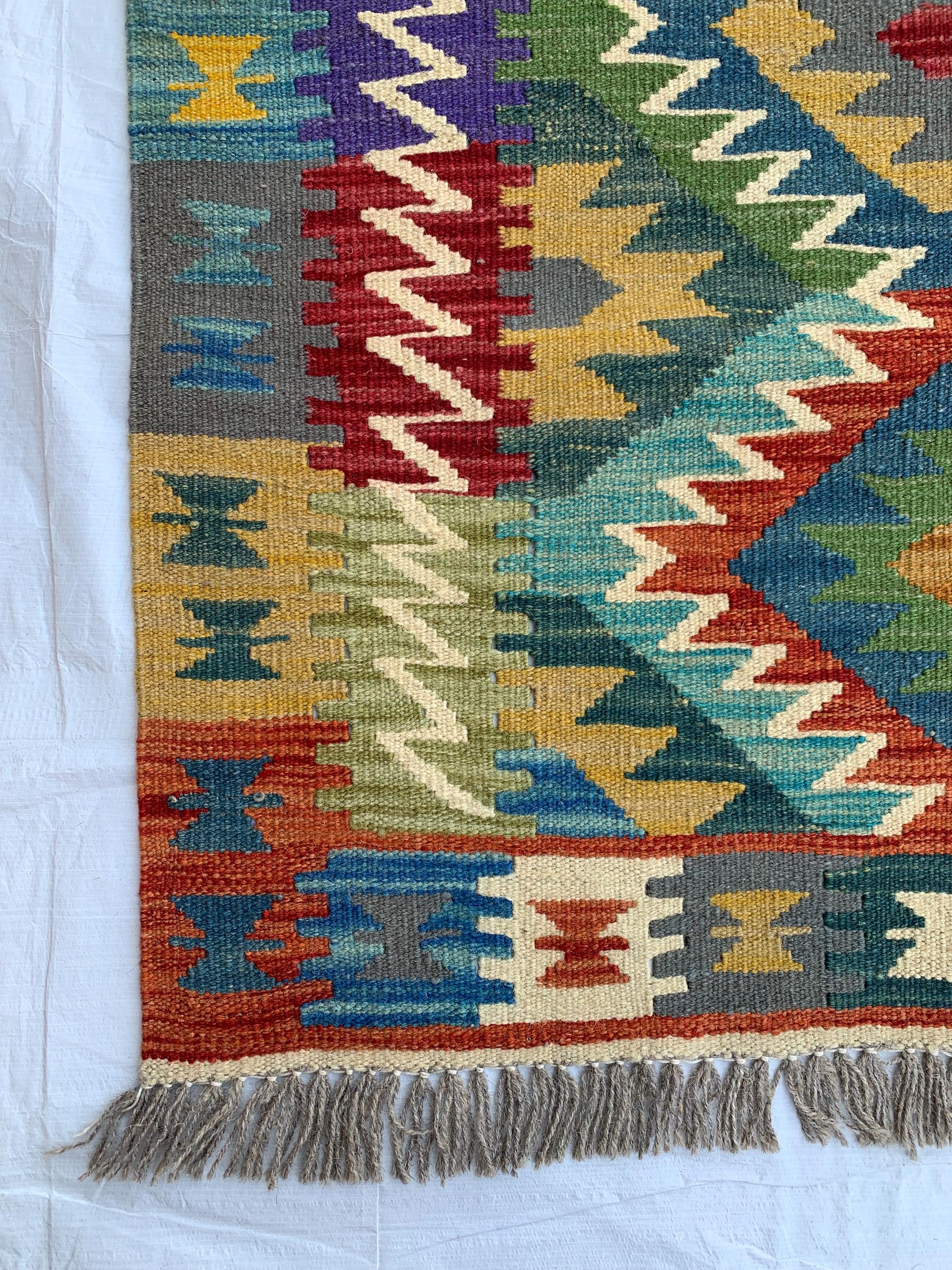 10x3 Handwoven Afghan Chobi Kilim Runner - Multicolor Wool Rug with Geometric Tribal Design, Perfect for Hallway, Entryway Decor 9.7x2.7 ft
