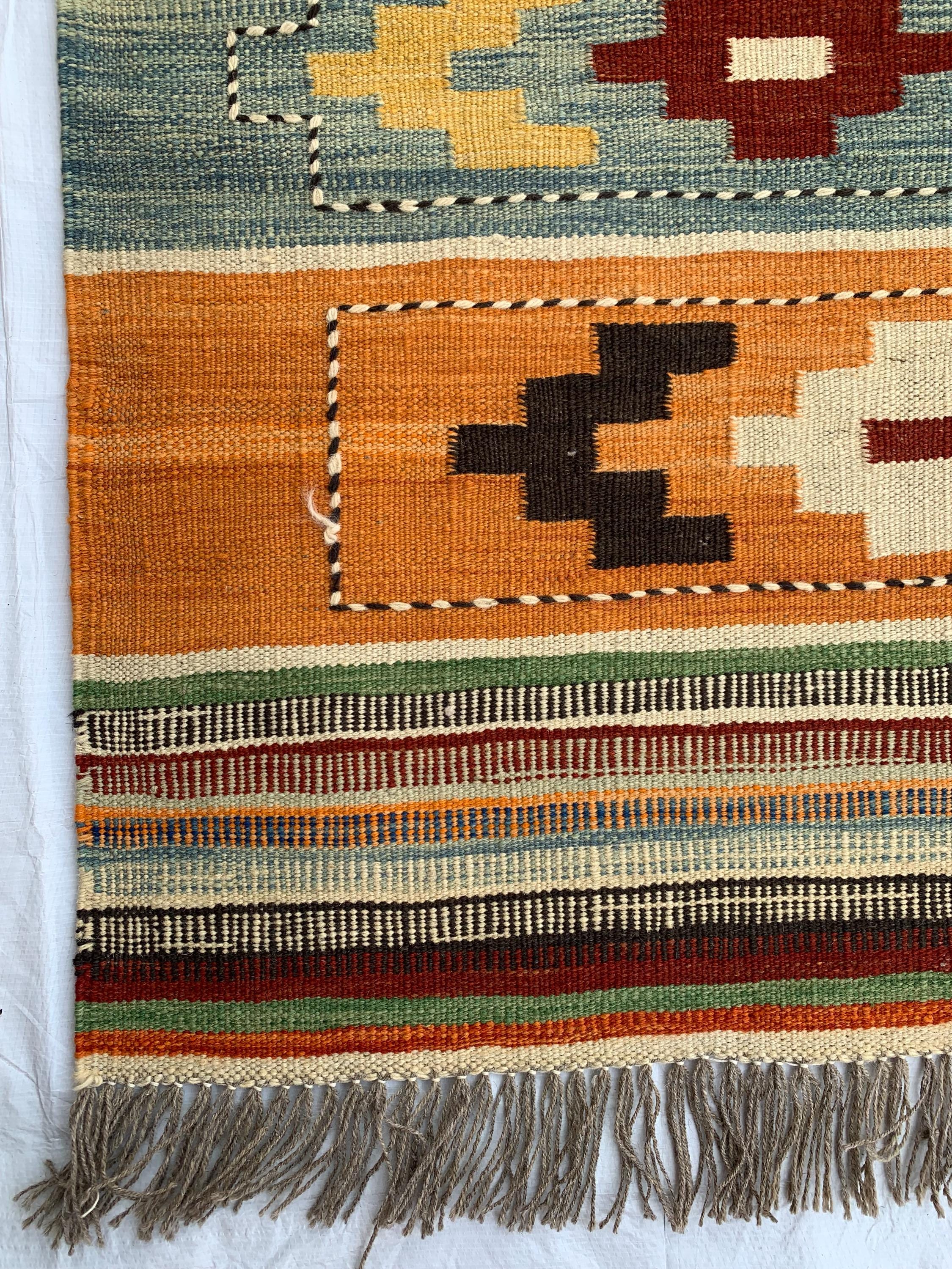 7x5 Handwoven Afghan Vibrant Color Kilim Rug - Geometric Wool Flatweave Carpet, Perfect for Living Room or Bedroom Decor 4.10x6.6 ft