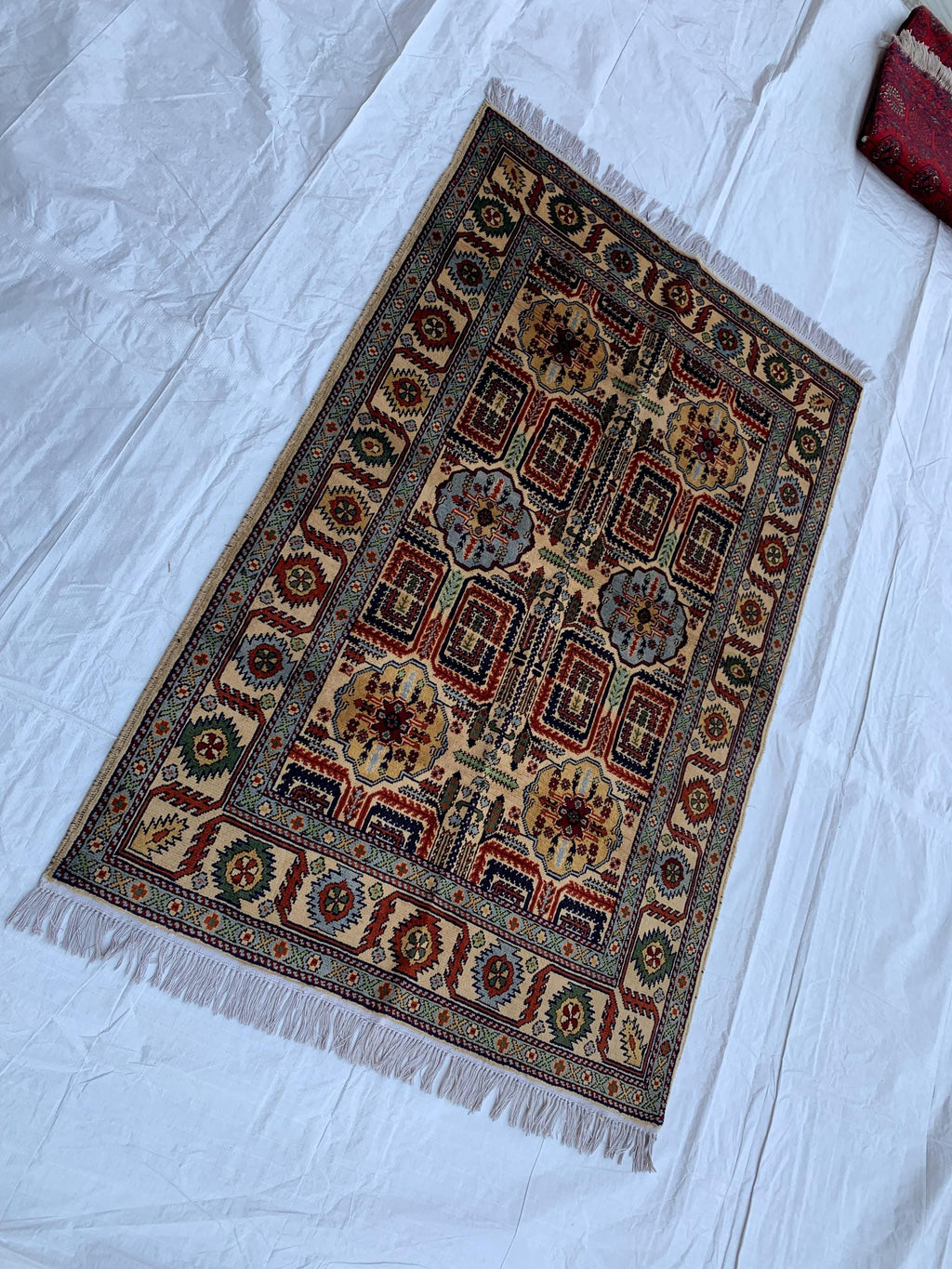 Handmade Persian Sarouk Rug - 5.2x3.4 ft - Wool Area Rug with Floral Medallion Design, Perfect for Living Room, Bedroom, or Entryway Decor