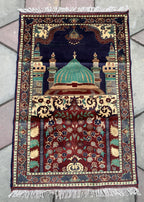 Handmade Prayer Mat – 4.2x2.8 ft | Islamic Rug | Muslim Prayer Rug | Soft & Luxurious Sajjadah | Turkish Style Janamaz | Islamic Gift