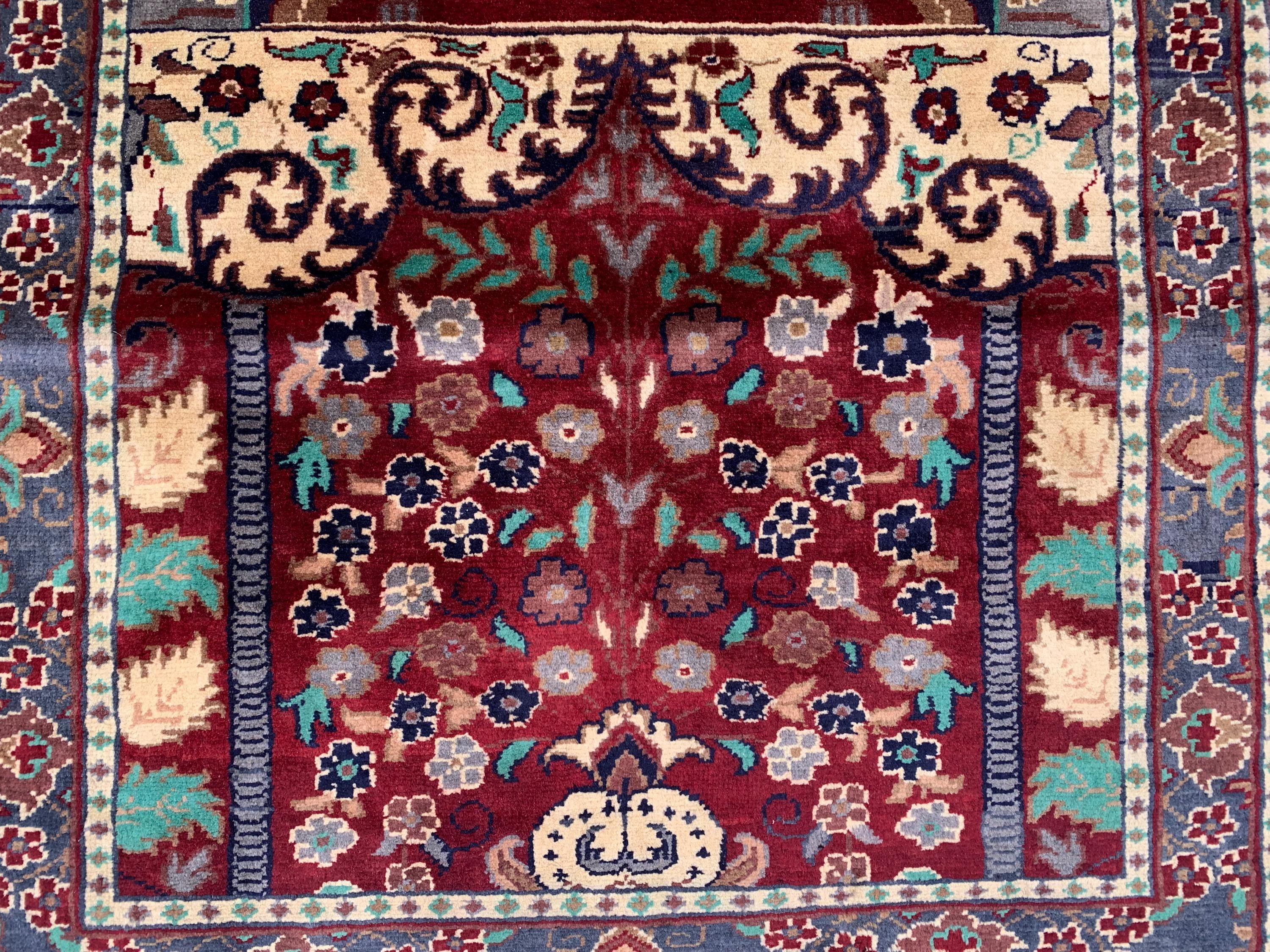 Handmade Prayer Mat – 4.2x2.8 ft | Islamic Rug | Muslim Prayer Rug | Soft & Luxurious Sajjadah | Turkish Style Janamaz | Islamic Gift